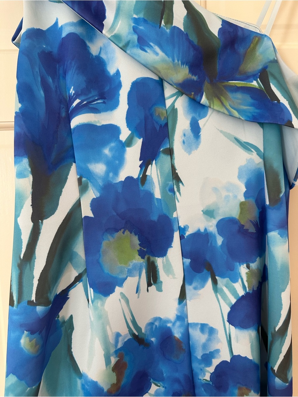 Adrianna Papell Blue Floral One-Shoulder Evening Dress - Picture 4 of 8